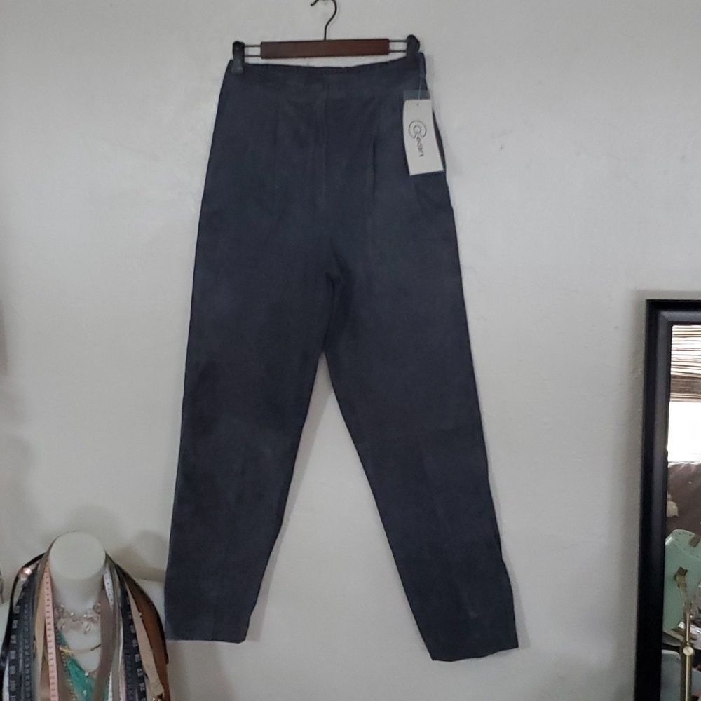 Cedars Vintage Genuine Suede High Rise Pleated Pants in Blue Grey